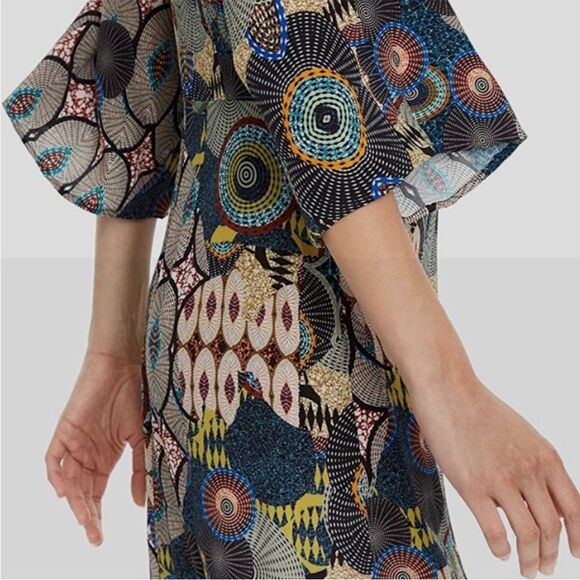NWT Womens Desigual Mina 3/4 Sleeve Geometric Tie Front Dress size 44 (US 10) - Picture 4 of 15